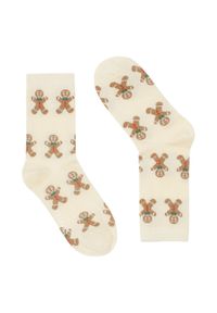 Ochnik - Skarpety damskie w świąteczny wzór. Kolor: biały. Materiał: bawełna #1