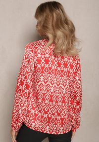 Renee - Czerwona Koszula na Guziki w Fantazyjny Print Gavino. Kolor: czerwony. Materiał: tkanina. Wzór: nadruk #3