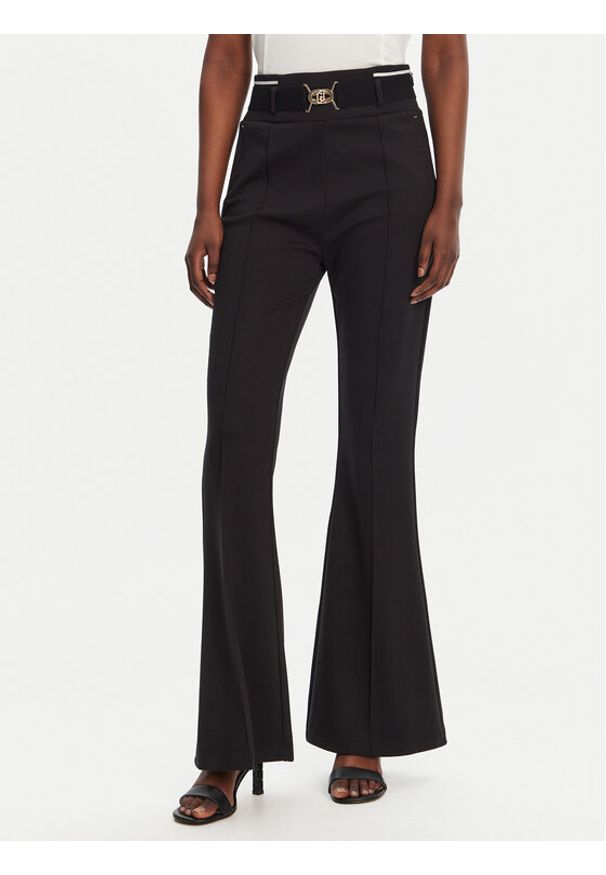 Liu Jo Sport Spodnie materiałowe TA5256 JS182 Czarny Flare Fit. Kolor: czarny. Materiał: wiskoza. Styl: sportowy