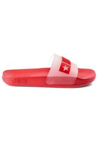 Big-Star - Czerwone Klapki Big Star Damskie Modne Buty. Okazja: na plażę. Kolor: czerwony. Materiał: bawełna. Sezon: lato. Styl: sportowy, wakacyjny