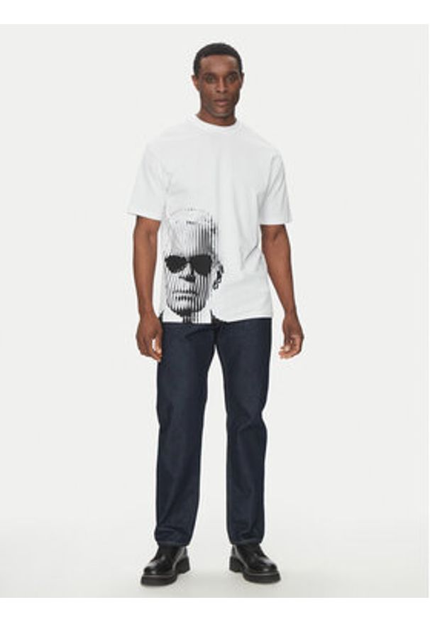 Karl Lagerfeld - KARL LAGERFELD T-Shirt 755240 552225 Biały Oversize. Typ kołnierza: dekolt w karo. Kolor: biały. Materiał: bawełna