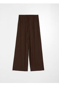 Sinsay - Spodnie wide leg z wiskozą - brązowy. Kolor: brązowy #1