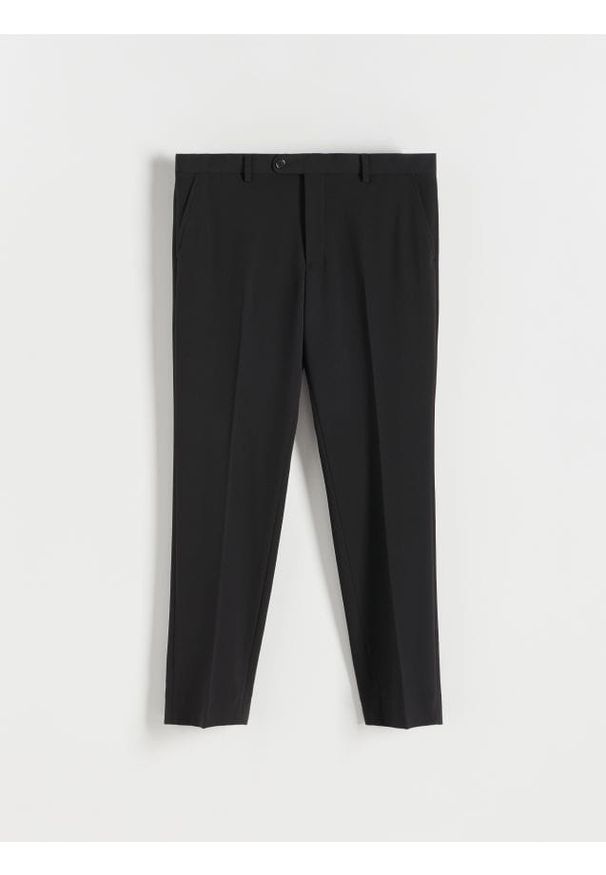 Reserved - Spodnie slim fit z kantem - czarny. Kolor: czarny. Materiał: tkanina, wiskoza