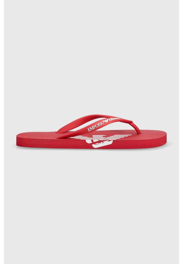 Emporio Armani Underwear espadryle kolor czerwony XVQS06 XN746 00115. Kolor: czerwony. Materiał: materiał. Obcas: na obcasie. Wysokość obcasa: niski