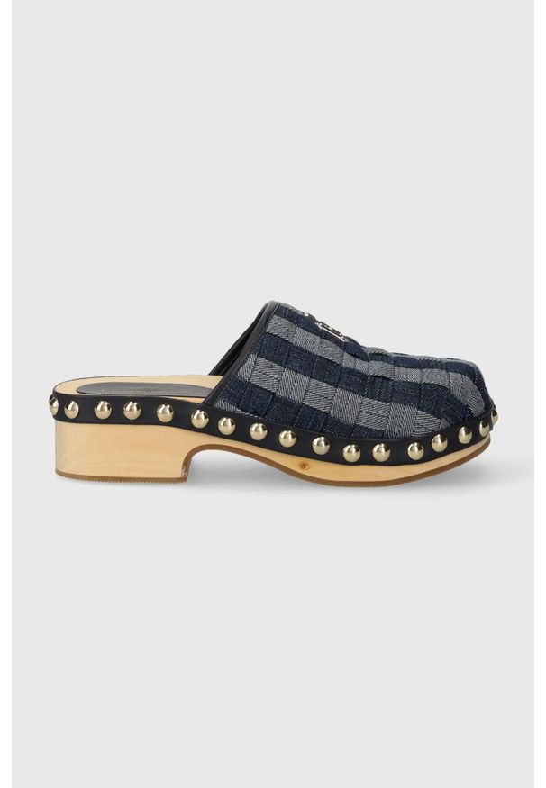 TOMMY HILFIGER - Tommy Hilfiger klapki TH DENIM CONTRAST CLOG damskie kolor granatowy na platformie FW0FW07410. Kolor: niebieski. Materiał: denim. Obcas: na platformie