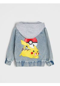 Sinsay - Kurtka jeansowa z kapturem Pokemon - turkusowy. Typ kołnierza: kaptur. Kolor: turkusowy. Materiał: jeans #1