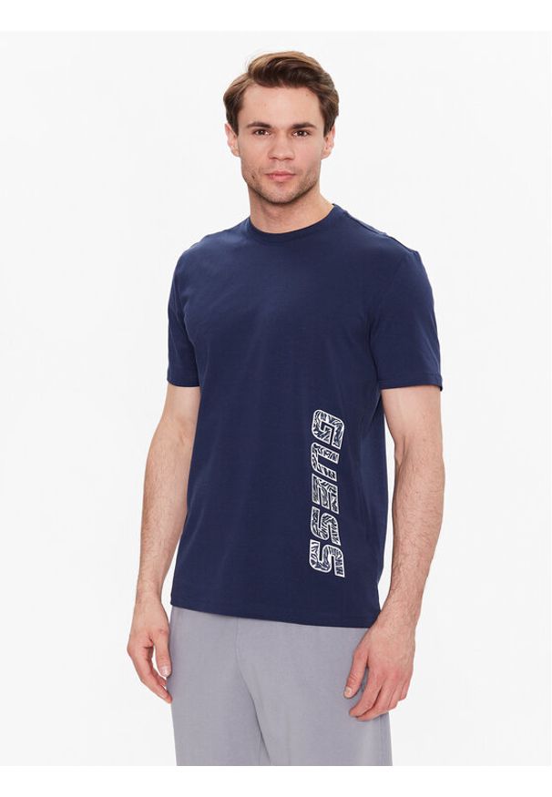 Guess T-Shirt Chile Z3GI11 J1314 Granatowy Slim Fit. Kolor: niebieski. Materiał: bawełna