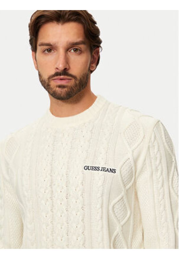 Guess Jeans Sweter M4BR34 Z3HN2 Écru Regular Fit. Materiał: wełna, syntetyk