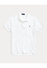 Ralph Lauren - RALPH LAUREN - Biała koszulka polo The Lux Knit Custom Fit. Typ kołnierza: polo. Kolor: biały. Materiał: bawełna. Długość: długie. Wzór: haft #5