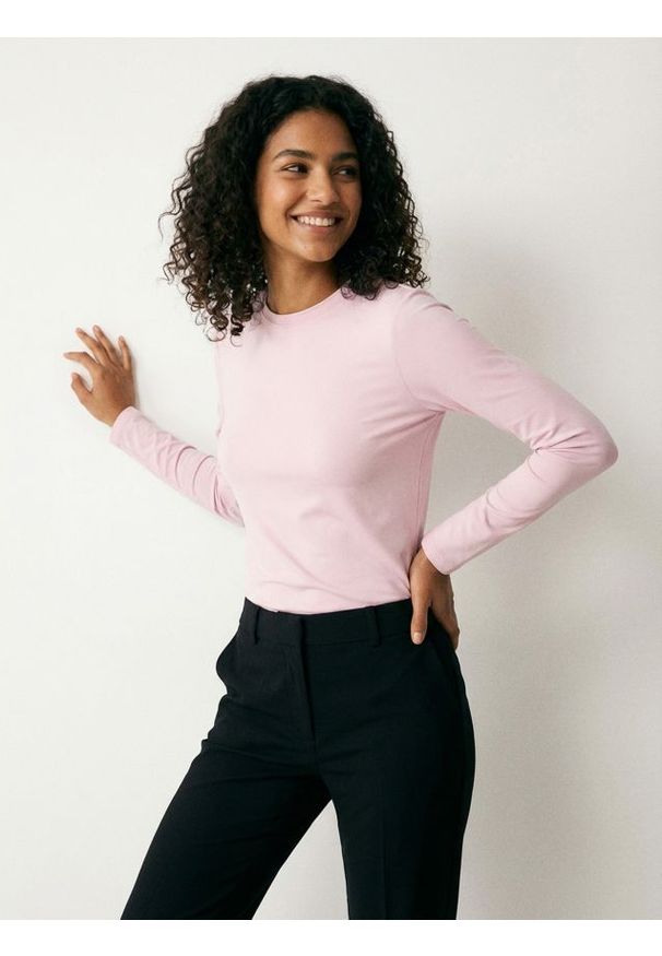 Sinsay - Koszulka poliamidowa z długim rękawem - różowy. Kolor: różowy. Materiał: poliamid. Długość rękawa: długi rękaw. Długość: długie