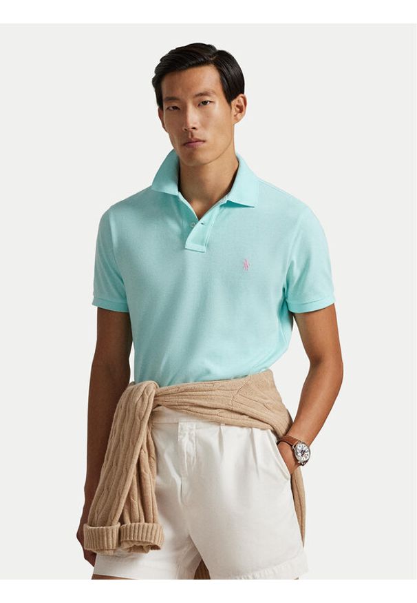 Polo Ralph Lauren Polo 710536856500 Turkusowy Slim Fit. Typ kołnierza: polo. Kolor: turkusowy. Materiał: bawełna