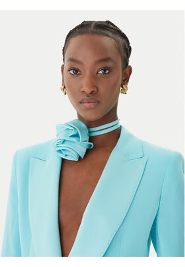 Marella Marynarka Giugno 2613041132 Turkusowy Regular Fit. Kolor: turkusowy. Materiał: acetat