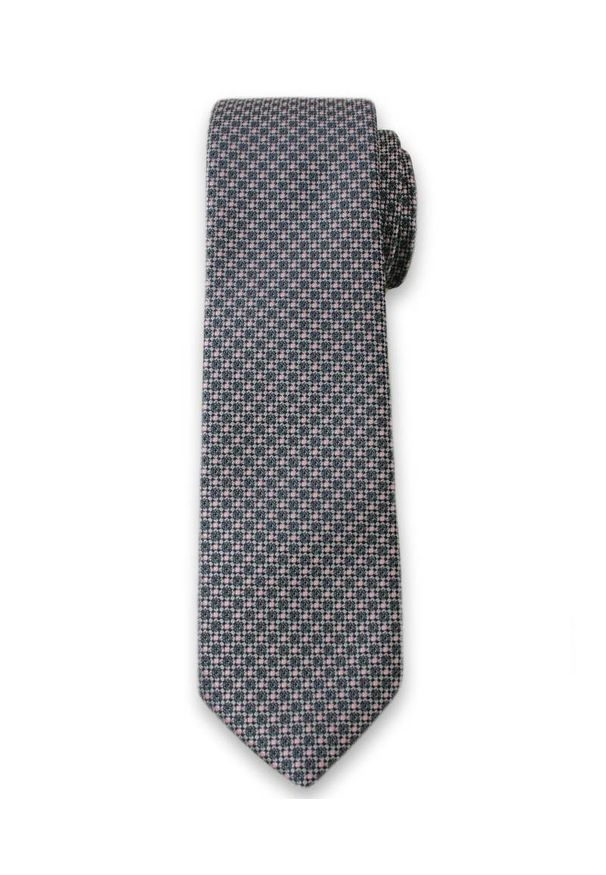 Alties - Męski Krawat w Drobny Wzór Geometryczny - 6cm- Alites, Szaro-Różowy. Kolor: różowy. Materiał: tkanina. Wzór: geometria. Styl: klasyczny, wizytowy, elegancki