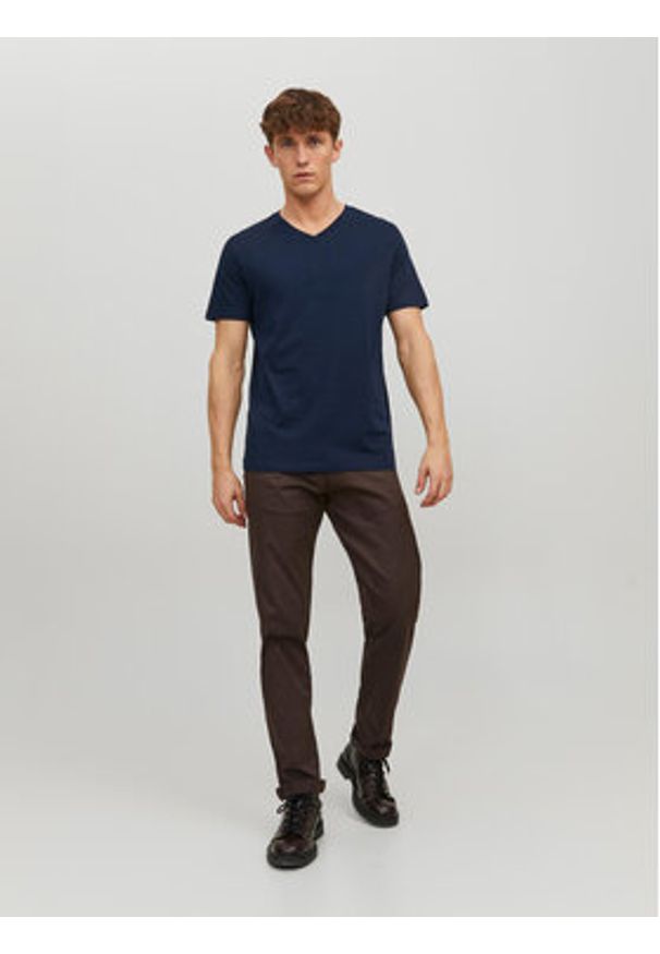 Jack & Jones - Jack&Jones T-Shirt Basic 12156102 Granatowy Standard Fit. Kolor: niebieski. Materiał: bawełna