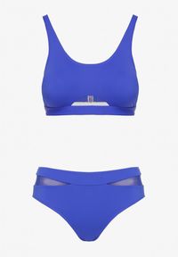 Born2be - Niebieskie Bikini Majtki Figi i Biustonosz z Siateczkową Wstawką Natenira. Kolor: niebieski #6