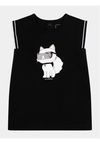 Karl Lagerfeld Kids Sukienka codzienna Z30118 S Czarny Regular Fit. Okazja: na co dzień. Kolor: czarny. Materiał: bawełna. Typ sukienki: proste. Styl: casual