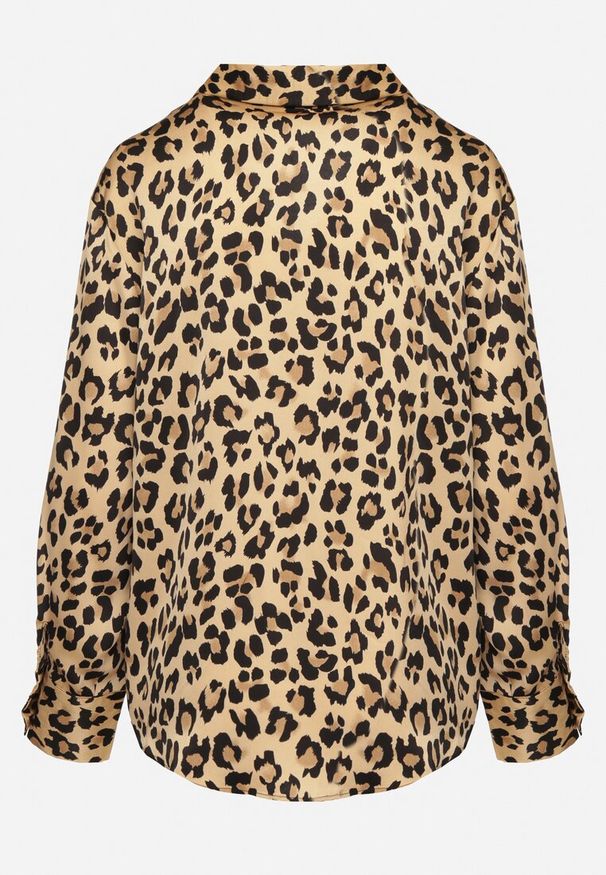 Born2be - Brązowa Panterkowa Koszula z Bawełny Miatheira. Kolor: brązowy. Materiał: bawełna. Długość rękawa: długi rękaw. Długość: długie