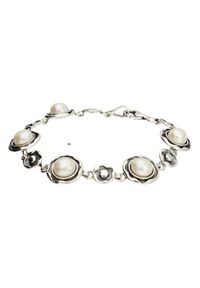 Polcarat Design - Srebrna oksydowana bransoletka z perłami L 1852. Materiał: srebrne. Kolor: srebrny. Kamień szlachetny: perła