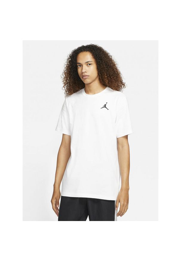 Koszulka z krótkim rękawem Męska Nike Jordan Jumpman. Kolor: biały. Długość rękawa: krótki rękaw. Długość: krótkie. Sport: bieganie