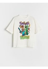 Reserved - Bawełniany t-shirt Minecraft - złamana biel. Materiał: bawełna