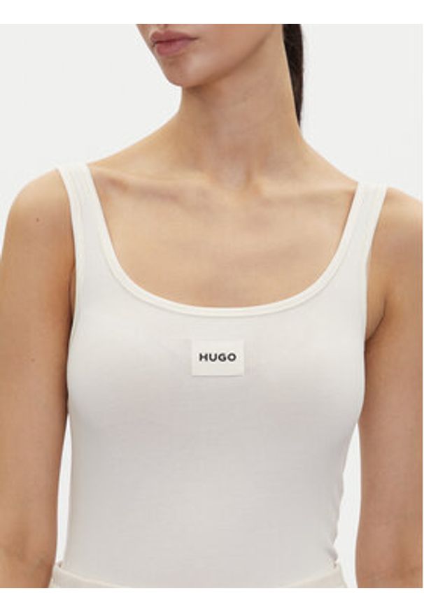 Hugo - HUGO Top Vest Red Label 50469665 Écru Slim Fit. Kolor: kremowy. Materiał: bawełna
