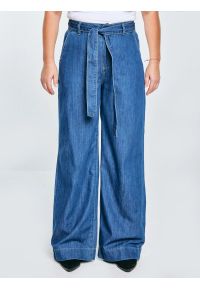 Big-Star - Jeansy damskie wide z paskiem granatowe Julii 398. Okazja: na co dzień. Stan: podwyższony. Kolor: niebieski. Styl: casual, klasyczny, elegancki #10