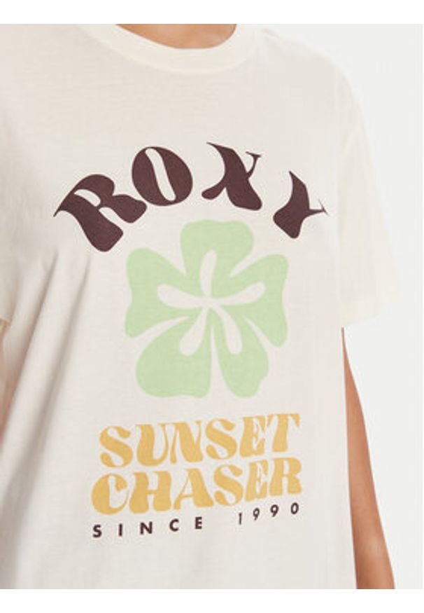 Roxy T-Shirt Hangloose Poster ERJZT06018 Écru Regular Fit. Materiał: bawełna