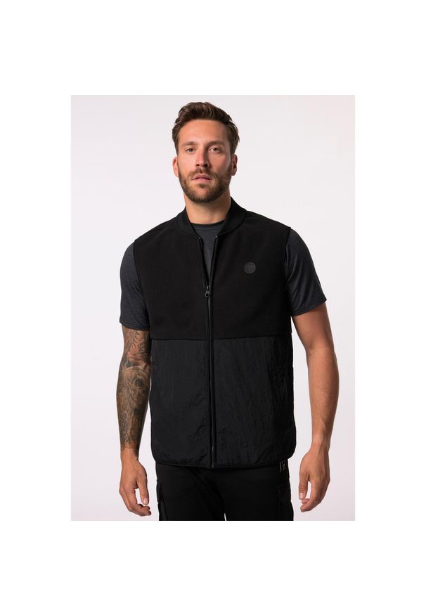 JAY-PI - Męska Kamizelka polarowa golf kołnierz college do 7XL. Typ kołnierza: golf. Kolekcja: plus size. Kolor: czarny. Materiał: poliester, materiał