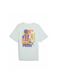 Puma - Męska koszulka sportowa Graphics Summer PUMA Peaceful Blue. Kolor: niebieski. Materiał: guma. Wzór: nadruk. Sezon: lato
