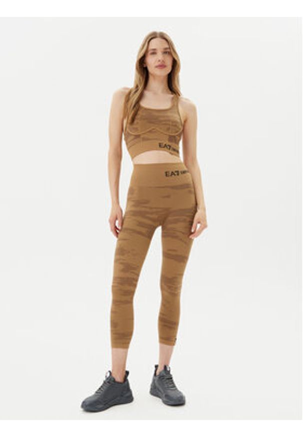 EA7 Emporio Armani Legginsy 7W000518 AF13714 U6054 Brązowy Slim Fit. Kolor: brązowy. Materiał: syntetyk