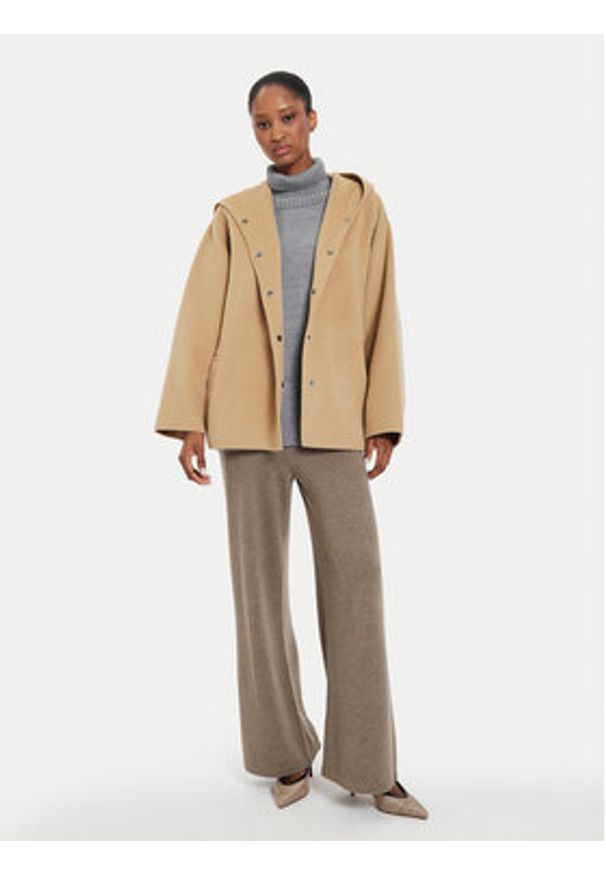 Weekend Max Mara Płaszcz wełniany Gennaio 2425086021 Beżowy Regular Fit. Kolor: beżowy. Materiał: wełna