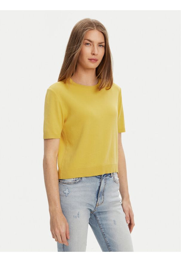 United Colors of Benetton - United Colors Of Benetton Sweter 1091D10D5 Żółty Relaxed Fit. Kolor: żółty. Materiał: bawełna