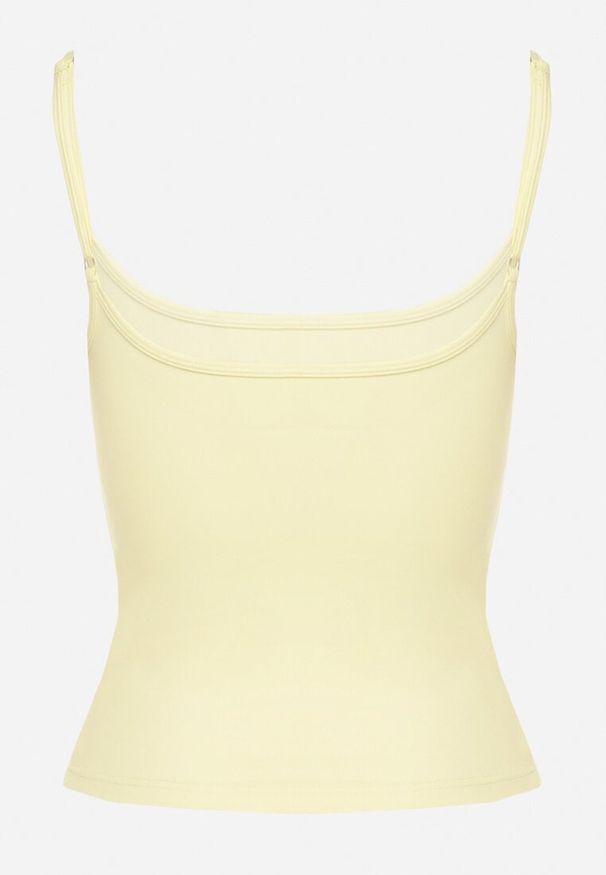 Born2be - Żółty Klasyczny Top Hallamia. Okazja: na co dzień. Kolor: żółty. Materiał: jeans. Długość rękawa: na ramiączkach. Styl: klasyczny