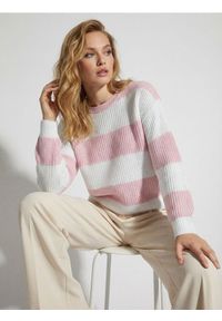 Sinsay - Sweter w paski - różowy. Kolor: różowy. Wzór: paski #1