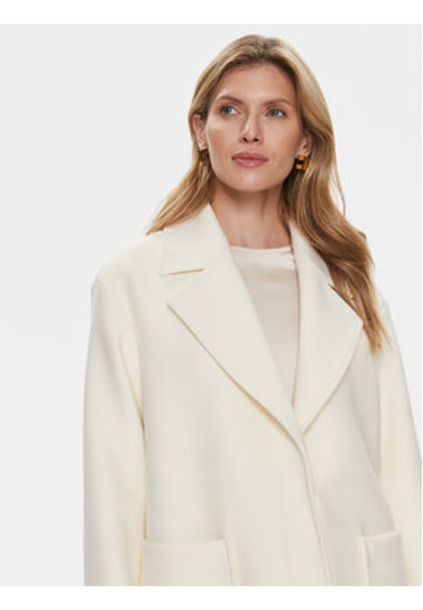 BOSS - Boss Płaszcz wełniany Caridi 50510308 Écru Relaxed Fit. Materiał: wełna