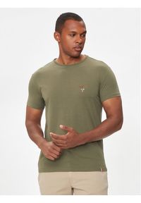 Aeronautica Militare T-Shirt AM1UTI001 Khaki Regular Fit. Kolor: brązowy. Materiał: bawełna