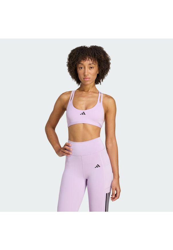 Adidas - Lekki biustonosz treningowy Aeroimpact Luxe. Kolor: różowy. Materiał: materiał. Sport: fitness