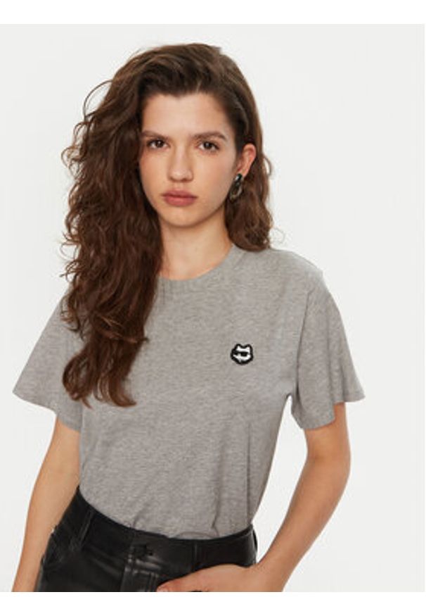 Karl Lagerfeld - KARL LAGERFELD T-Shirt A1W17025 Szary Relaxed Fit. Typ kołnierza: dekolt w karo. Kolor: szary. Materiał: bawełna