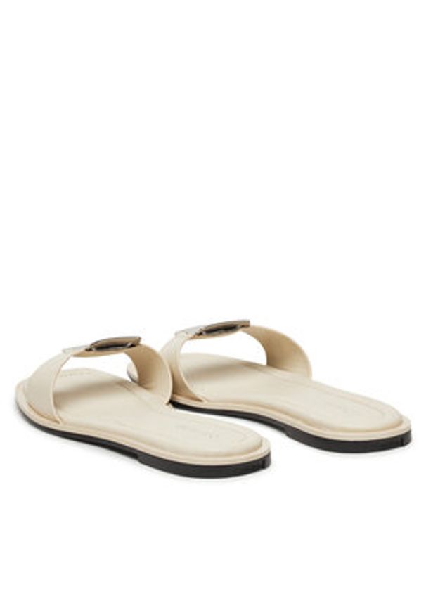 Calvin Klein Klapki Flat Slide W/Ck Hw Big - Lth HW0HW02482 Écru. Materiał: skóra