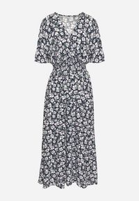 Born2be - Granatowa Kopertowa Sukienka w Kwiatowy Wzór o Rozkloszowanym Kroju Valriz. Okazja: na co dzień, na randkę, na spotkanie biznesowe. Typ kołnierza: dekolt w serek. Kolor: niebieski. Długość rękawa: krótki rękaw. Wzór: kwiaty. Typ sukienki: kopertowe. Styl: biznesowy, klasyczny, casual, elegancki #6