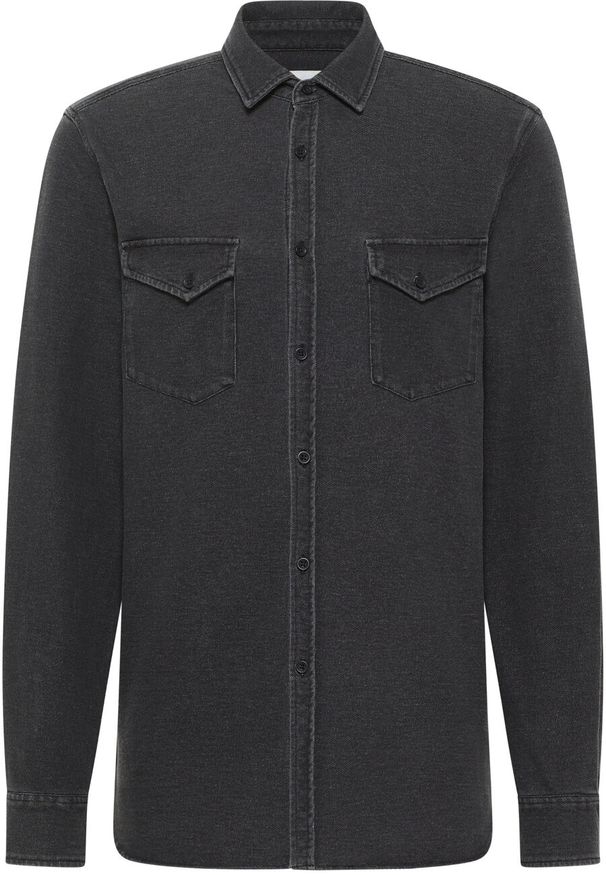 Mustang - Męska Koszula MUSTANG Clemens Knit Terry Shirt Denim Black 1014626 4000 800. Materiał: denim