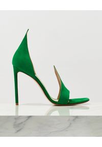 FRANCESCO RUSSO - Zielone sandały na szpilce Flame. Kolor: zielony. Materiał: zamsz. Obcas: na szpilce #6