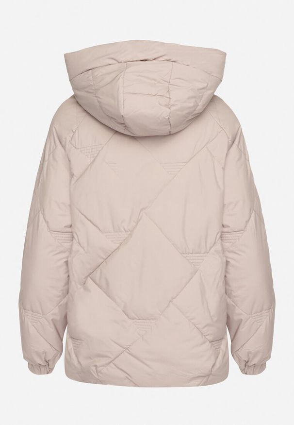 Born2be - Jasnobeżowa Pikowana Kurtka z Kapturem Rękawy Zakończone Gumką Liliaz. Okazja: na spotkanie biznesowe, na co dzień, na spacer, do pracy. Typ kołnierza: kaptur. Kolor: beżowy. Materiał: jeans. Styl: biznesowy, casual, elegancki