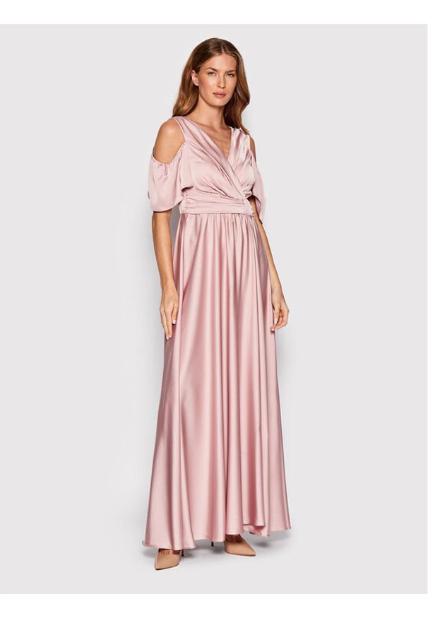Sukienka wieczorowa Rinascimento. Kolor: różowy. Materiał: syntetyk. Styl: wizytowy