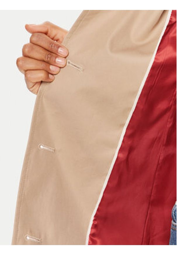 TOMMY HILFIGER - Tommy Hilfiger Trencz Heritage Single WW0WW24966 Beżowy Regular Fit. Kolor: beżowy. Materiał: bawełna