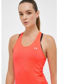 Under Armour top treningowy kolor różowy. Kolor: pomarańczowy. Materiał: skóra, materiał, włókno. Wzór: gładki #1