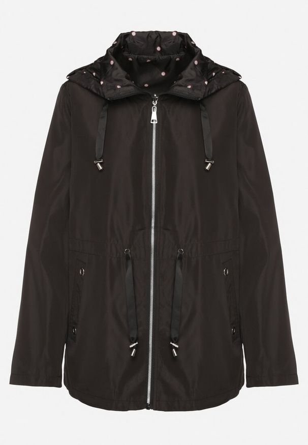 Born2be - Czarna Kurtka Parka Dwustronna ze Ściągaczem w Talii i Kapturem Tillisaya. Okazja: na co dzień. Kolor: czarny. Materiał: jeans. Sezon: wiosna, jesień. Styl: elegancki, casual