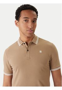 G-Star RAW - G-Star Raw Polo Dunda D17127-5864 Brązowy Slim Fit. Typ kołnierza: polo. Kolor: brązowy. Materiał: bawełna #3