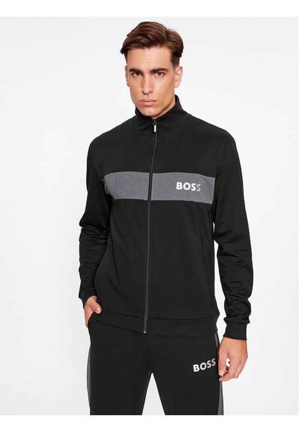 BOSS - Boss Bluza Tracksuit Jacket 50503040 Czarny Regular Fit. Kolor: czarny. Materiał: bawełna, syntetyk