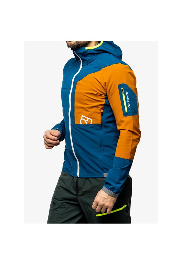 ORTOVOX - Kurtka skiturowa męska Ortovox Berrino Hooded Jacket. Kolor: niebieski. Materiał: softshell